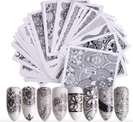 waterdecal set lace black 40 stuks