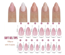 soft gel tips 5 kleuren (150 stuks)