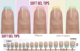 soft gel tips french square 5 kleuren (150 stuks)