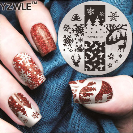 Image Plate Kerst Yzwle Kerst Stempels Nagelgroothandel Nagelproducten Nagelspullen Online Voor Acrylnagels Gelnagels Nailart