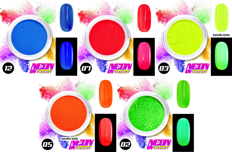 neon pigment poeder set 5 kleuren
