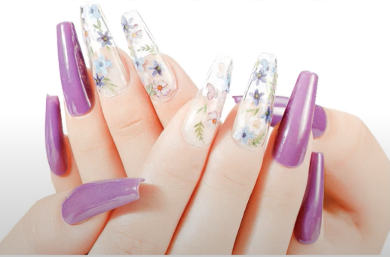 voorbeeld nailart flowers op transparante | dried flowers | Nagelgroothandel / Nagelproducten/ Nagelspullen online acrylnagels / gelnagels / nailart