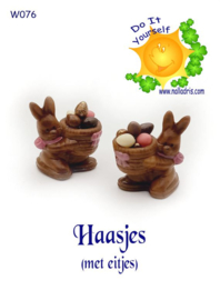 W076 DIY Bunny with egg basket (2 pcs)