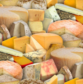 Quiltstof met verschillende soorten kaas  388