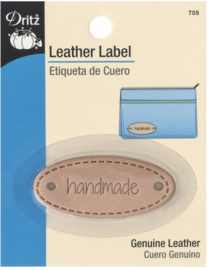 Ovale label van leer 'handmade'