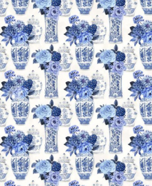 Windham Fabrics || Porcelain Bouquets - White