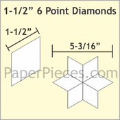 Paper pieces  1 1/2 inch point diamonds - zes puntige ster