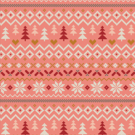Quilt kerststof met afbeelding van ingebreid Noors motief 25123 Warm & Cozy  Candy
