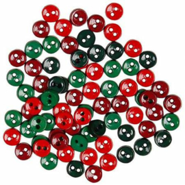 Mini knopen in kerstkleuren rood en groen  || 440FF