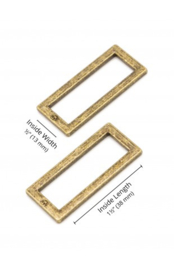 HAR1.5-AB-SET-2900, 1-1/2" Antique Brass - Rectangle Ring, Flat, Set van vier stuks ByAnnie