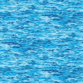 Quiltstof met afbeelding van golvend water 2405 blauw