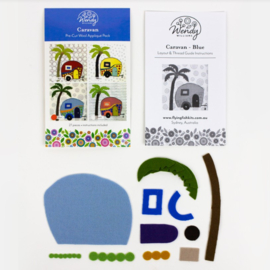 Wonderfil || Pre-cut wool kits by Wendy Williams - caravan blauw - Leverbaar vanaf 2 juli 2026