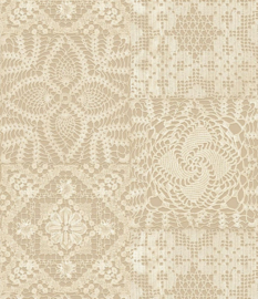 Marcus Fabrics dubbelbrede stof ||  LACE 108" QUILT BACK QB541966D  TAN