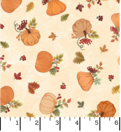 Hello Autumn Tossed Pumpkins - Cream