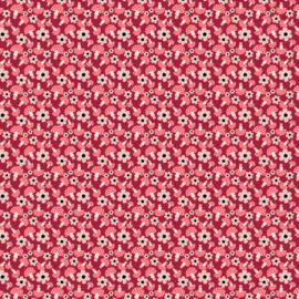 Poppie Cotton Kaisley Rose KR20513  quiltstof paddestoel rood met witte stippen
