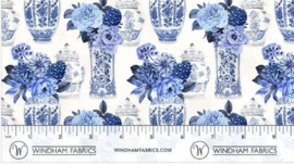 Windham Fabrics || Porcelain Bouquets - White