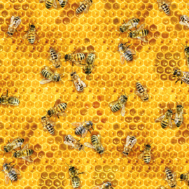 Elizabeth's studio  Quiltstof met bijen en honingraten  510 honey