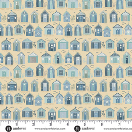 Makower UK || Driftwood Beach Huts - mid cream