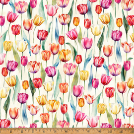 Quiltstof met tulpen
