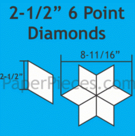 Paper pieces  2 1/2"  inch - 6 point Diamond -  zes puntige ster