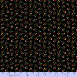 Quiltstof zwart met bloemetjes R210871 - 0112 BLACK