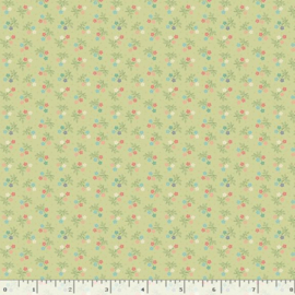 Quiltstof groen met bloemetjes R210871 - 0156 GREEN