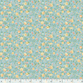 Quiltstof lichtblauw met bloemetjes R210875 - 0122 LIGHT BLUE