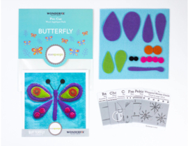 Pakketje met voorgestanste wollen applicaties  Butterfly 3