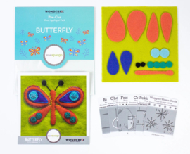 Pakketje met voorgestanste wollen applicaties  Butterfly 1