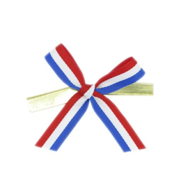 Strikje rood wit blauw met clip 4,5 x 4,5 cm