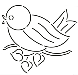 Quiltsjabloon || Blue Bird - vogel op een tak