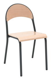 Kinderopvang stoelen hout/metaal "modern" (in 7 maten en 7 kleuren)