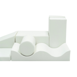 Set van 7 medium foam blokken/speelkussens WIT, FELLE of PASTEL kleuren