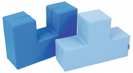 Foam Blokken Set van 2 zachte speelelementen "Lichtblauw/Donkerblauw" of "Rood/Oranje"