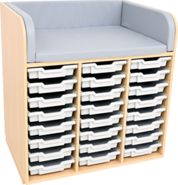 Verschoontafel / commode kinderopvang met 24 opberglades (en aankleedkussen)