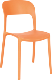 Schoolmeubilair/meubels: Stoelen kunststof (oranje of geel) zithoogte: 47,5 cm