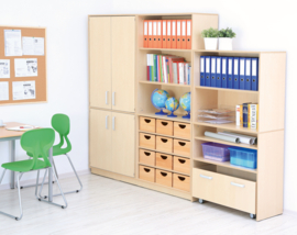 Kinderopvang kast met 2 rolcontainers (in 4 hoogtes en 7 kleuren)