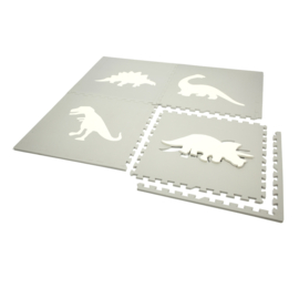 Speelmat Dinosaurussen Wit-Grijs of Grijs-Crème / 4 tegels (60 x 60 x 1,2 cm)