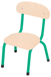 Kinderopvang stoelen hout/metaal "klassiek" (in 5 maten en 6 kleuren)