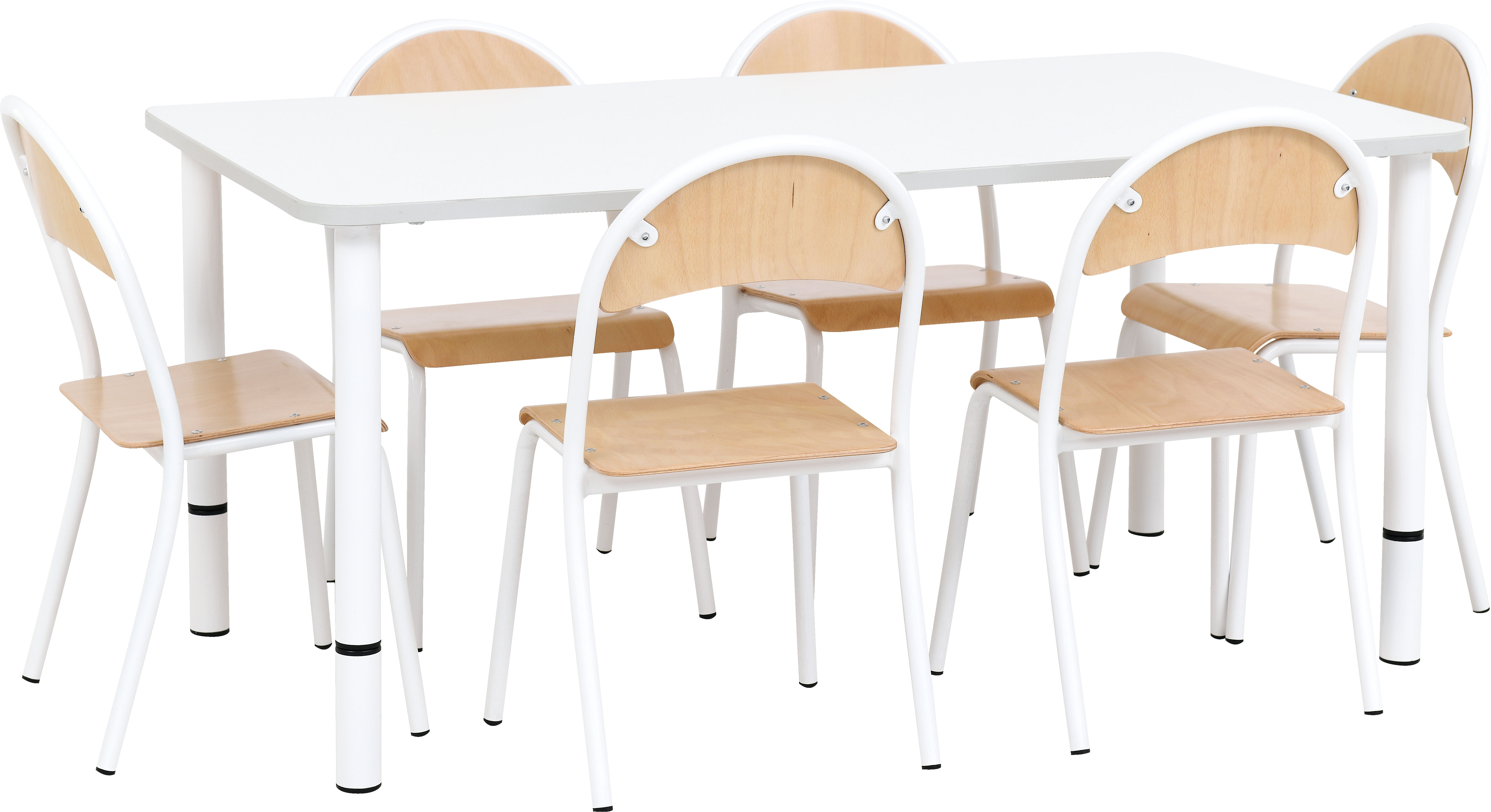Kinderopvang tafels WIT tafelblad met verstelbare poten