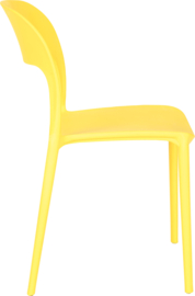 Schoolmeubilair/meubels: Stoelen kunststof (oranje of geel) zithoogte: 47,5 cm