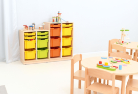 Kinderopvang kast met 8 opbergboxen (WIT of NATUUR)