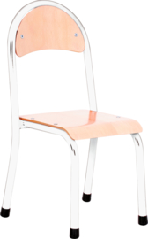 Kinderopvang stoelen hout/metaal "modern" (in 7 maten en 11 kleuren)