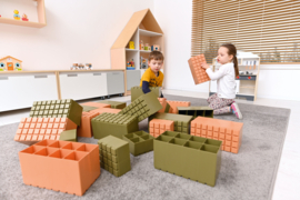 Set van 26 (kunststof) bouwblokken  (khaki/abrikoos)