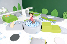 Speeleiland/kruiphoek foam met ballenbak (inclusief ballen) GROOT of KLEIN
