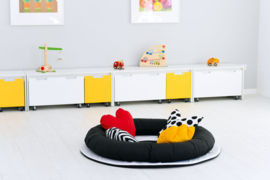 Speelmat/speelkleed met kussens (zwart-wit) 140 cm