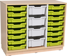 Kinderopvang kast met 24 (kunststof) lades WIT of NATUUR