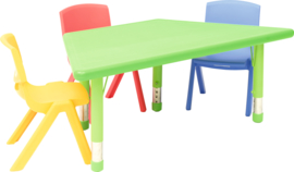 Schoolmeubilair/meubels: Tafels kunststof (in 3 vormen en 4 kleuren)