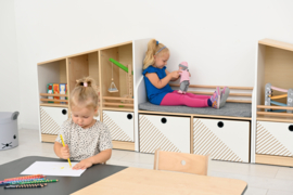 Zitbankje / Opbergmeubel premium 2 kleuren (zwart/esdoorn of wit/esdoorn)