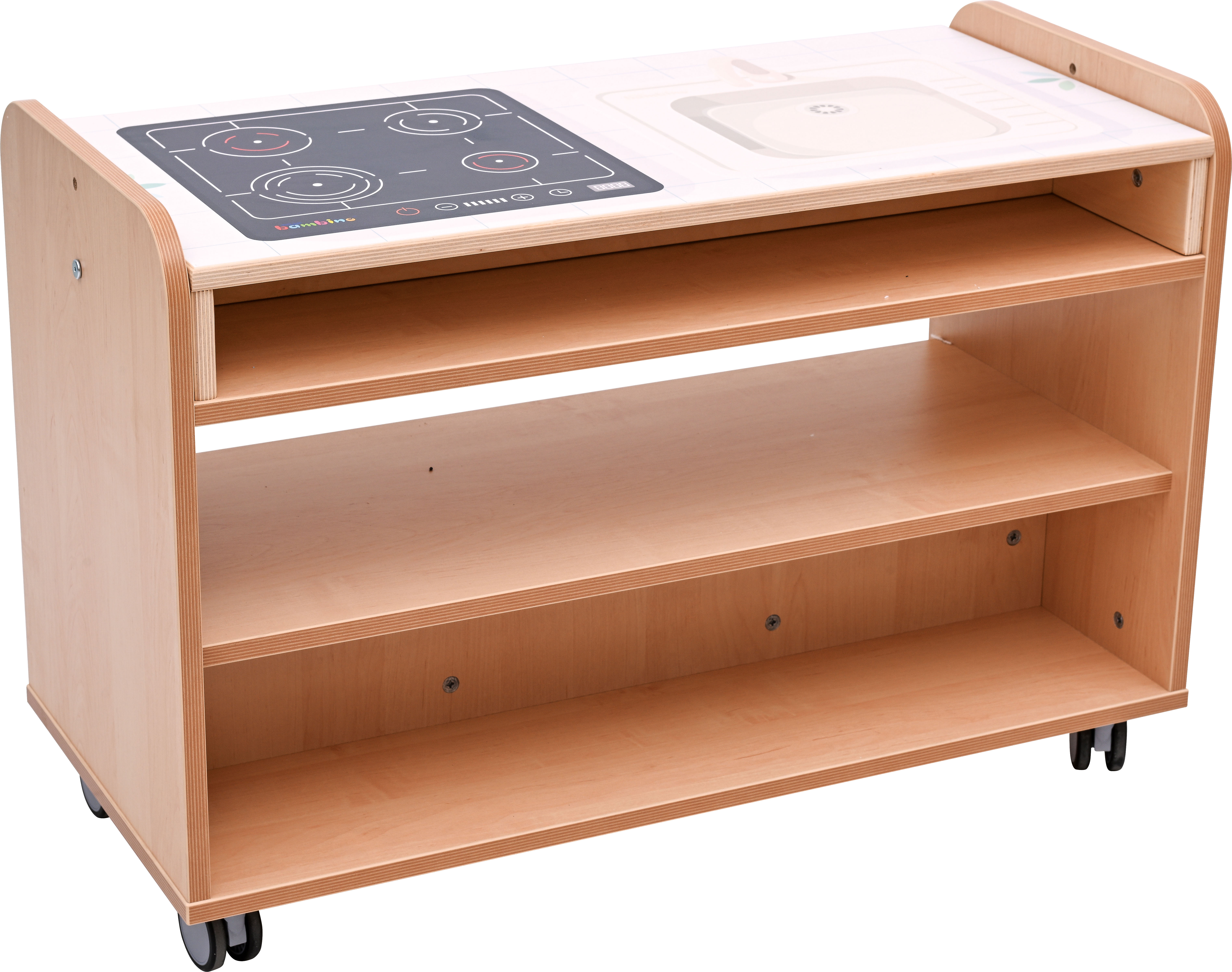 Verrijdbaar speelmeubel/opbergmeubel/speeltafel met flexibele bovenkant (8 opties)